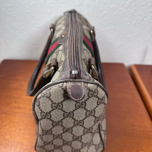 Auth Gucci GG Supreme Sherry Line
PVC Brown Mini Boston Bag - Picture 2 of 16